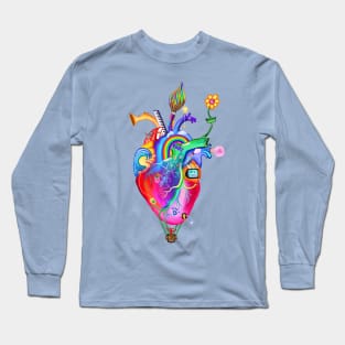 Colorful Whimsical Childhood Heart Long Sleeve T-Shirt